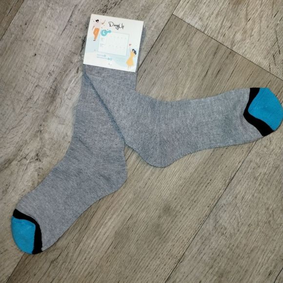 Divvy Up Socks (8 pairs) gray with teal reinforced toes size lg crew socks - Picture 2 of 7